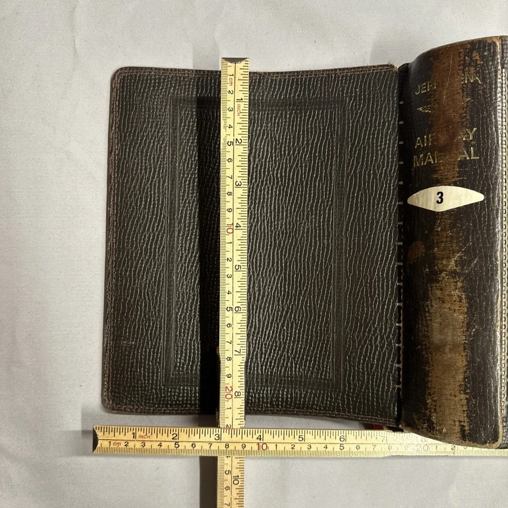 Vintage Jeppesen Airway Manual Brown Cowhide Leather 2